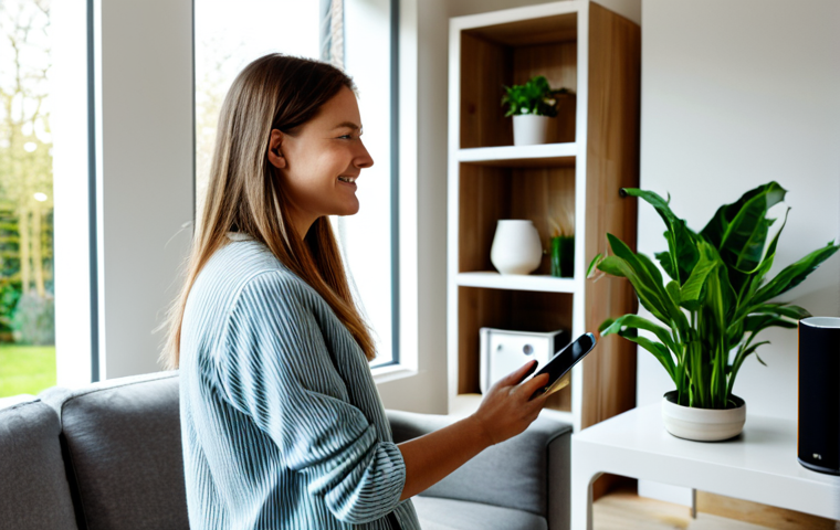 음성 합성 기술과 커뮤니케이션의 미래 - Voice Assistant in a Modern Dutch Home**
"A stylish, fully clothed young woman in comfortable, mode...