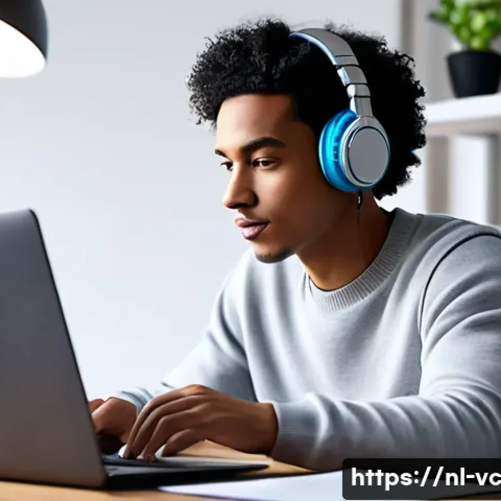 AI 음성 합성의 미래 예측 - **Prompt:** "A young, diverse content creator (male or female, wearing smart casual attire like a sw...
