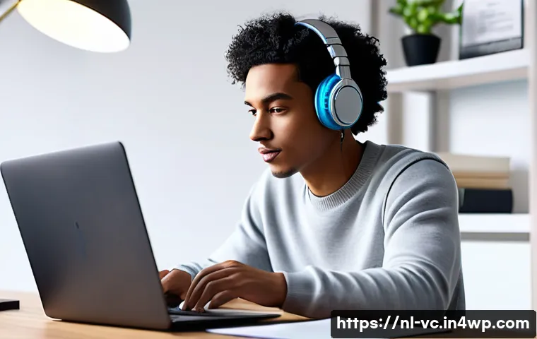 AI 음성 합성의 미래 예측 - **Prompt:** "A young, diverse content creator (male or female, wearing smart casual attire like a sw...