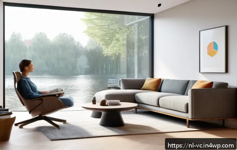 음성 합성 기술의 사용자 신뢰 구축 - A futuristic home interior scene featuring a diverse Dutch family interacting with a sleek smart ass...